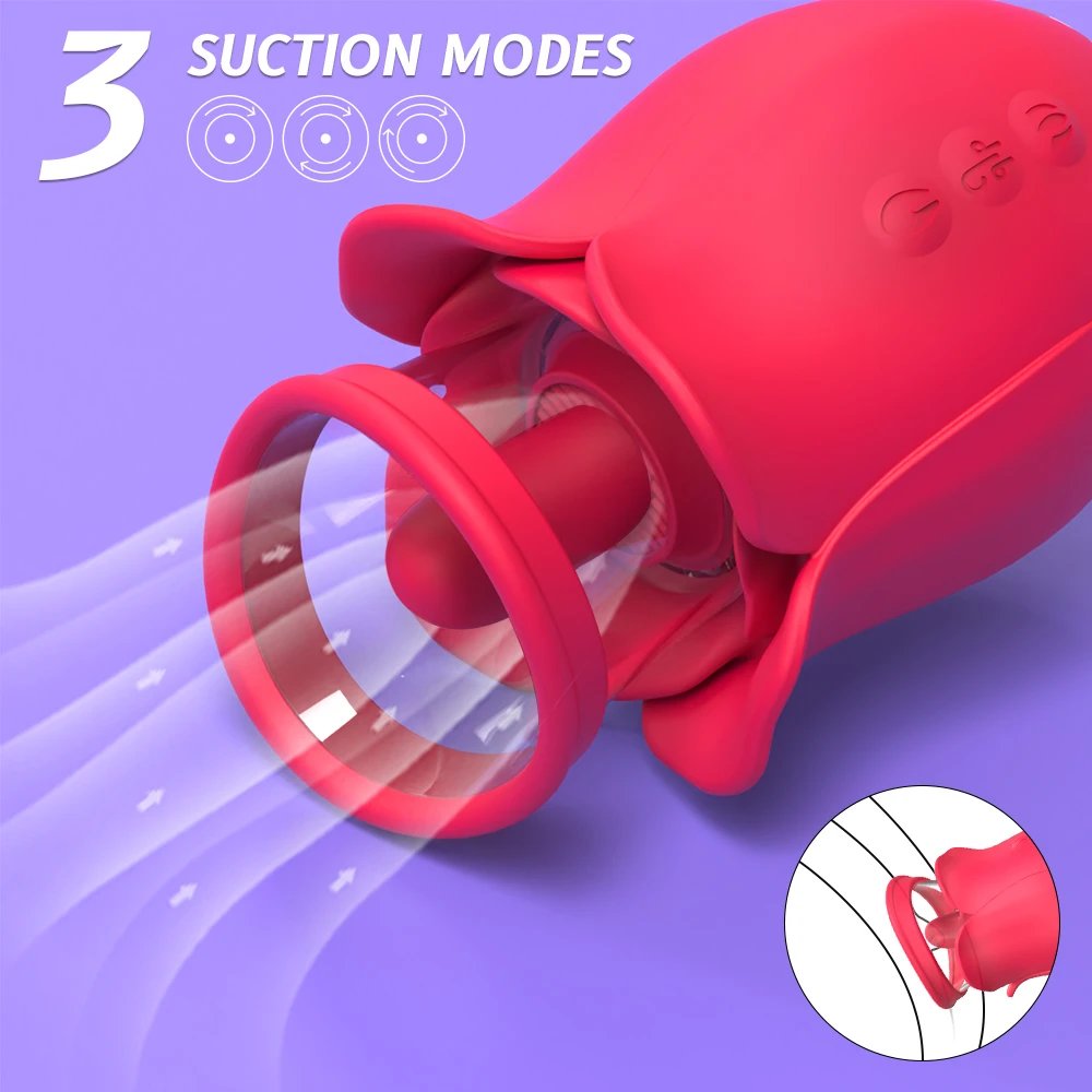 Women's G-Spot Clitoral Stimulator Nipple Massager Rose Suction Vibrator Masturbation Toy
