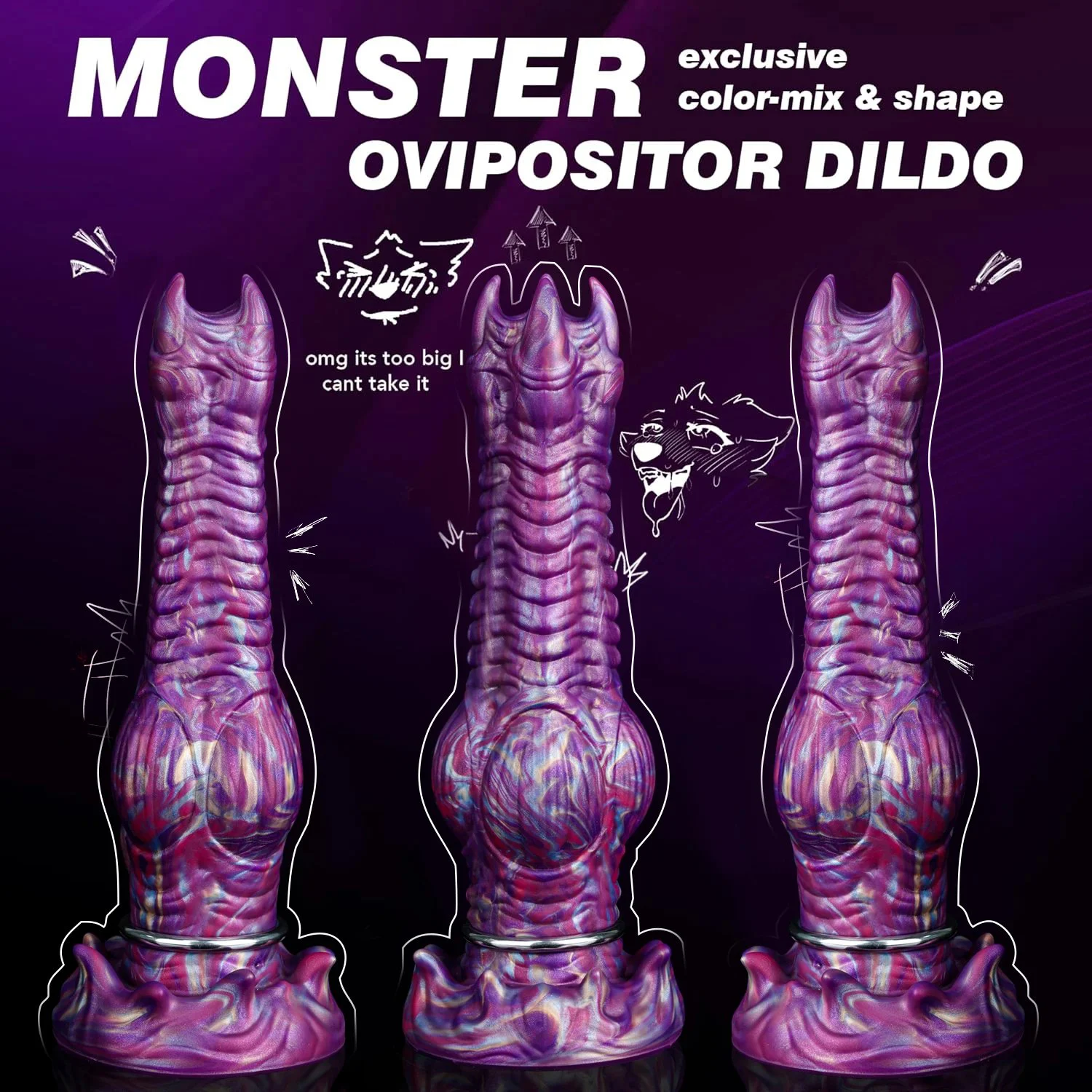 Fantasy Monster Alien Ovipositor Dildo with 4 Balls & 3 Eggs Soft Silicone Waterproof Adult Sex Toy for Women Men