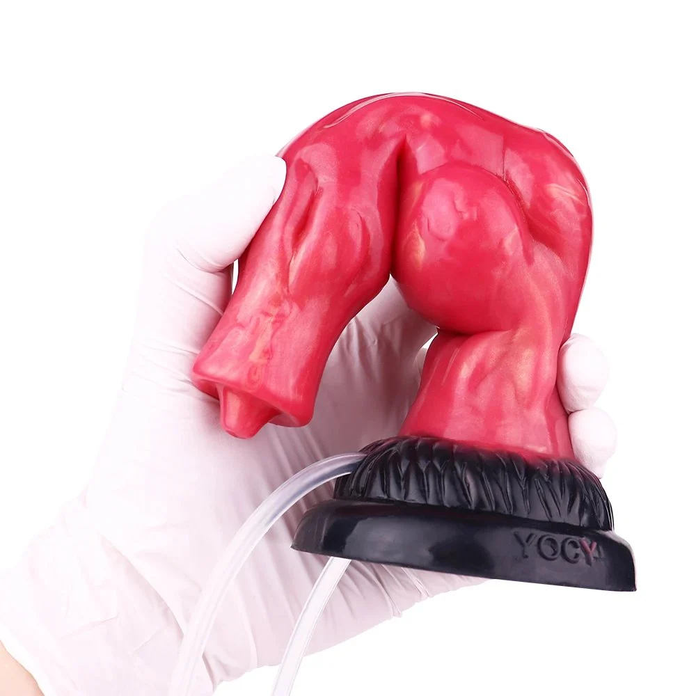 Fantasy Silicone Inflatable Squirting Wolf Dildo with Knot Butt Plug Sex Toy Ejaculating Dildo for Man and Woman