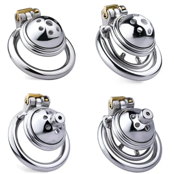 Catheter and Anti-falling Ring Metal Chastity Cage Device Sissy Chastity Cage Urethra Chastity Metal Ring