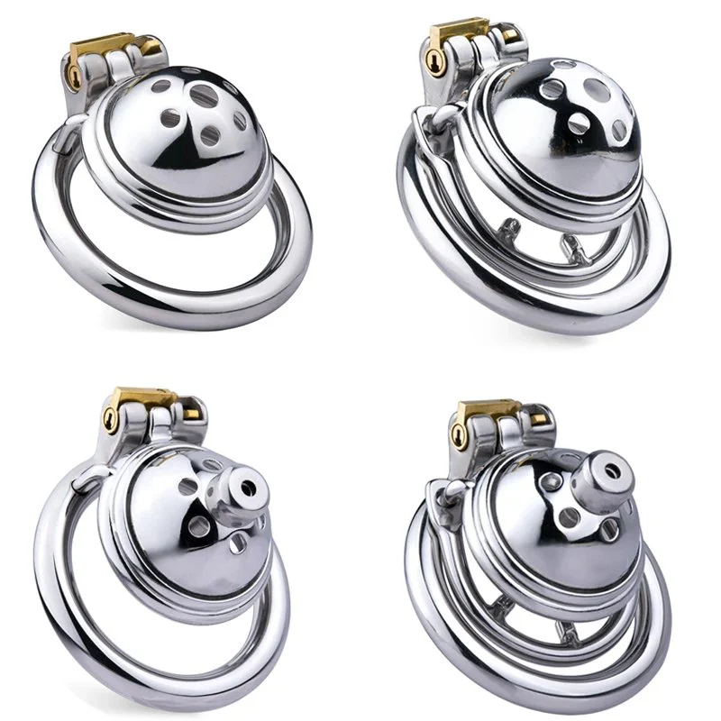 Catheter and Anti-falling Ring Metal Chastity Cage Device Sissy Chastity Cage Urethra Chastity Metal Ring