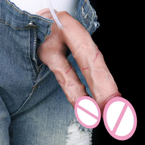 Realistic Double Ejaculating Dildo Silicone Squirting Penis G-Spot Stimulate Sex Toys for Women Men Sucker Anal PLug