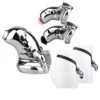 Curved Male Long Breathable Stainless Steel Stealth Lock Male Chastity Device,Cock Cage,Penis Lock, with Catheter & Belt