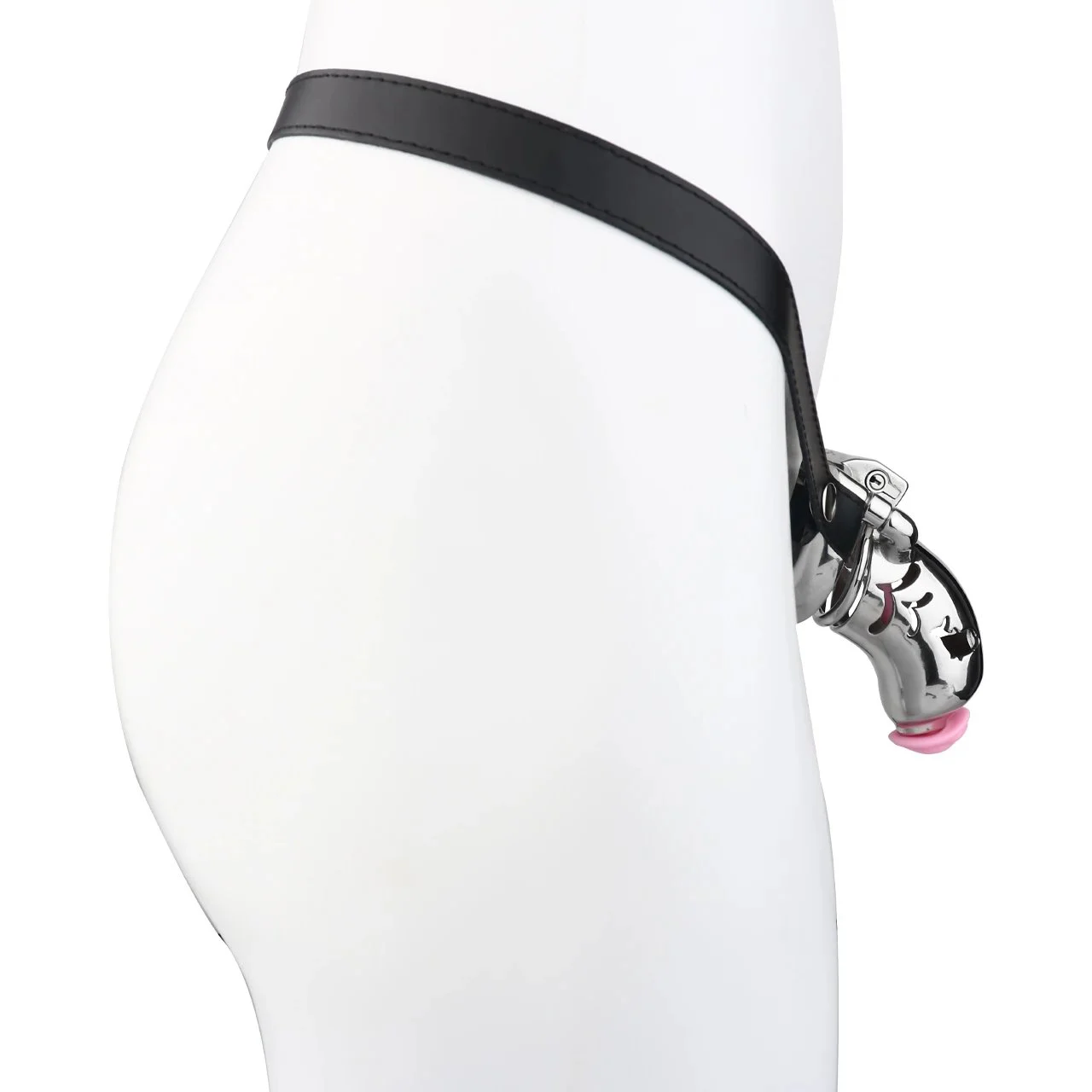 Curved Male Long Breathable Stainless Steel Stealth Lock Male Chastity Device,Cock Cage,Penis Lock, with Catheter & Belt