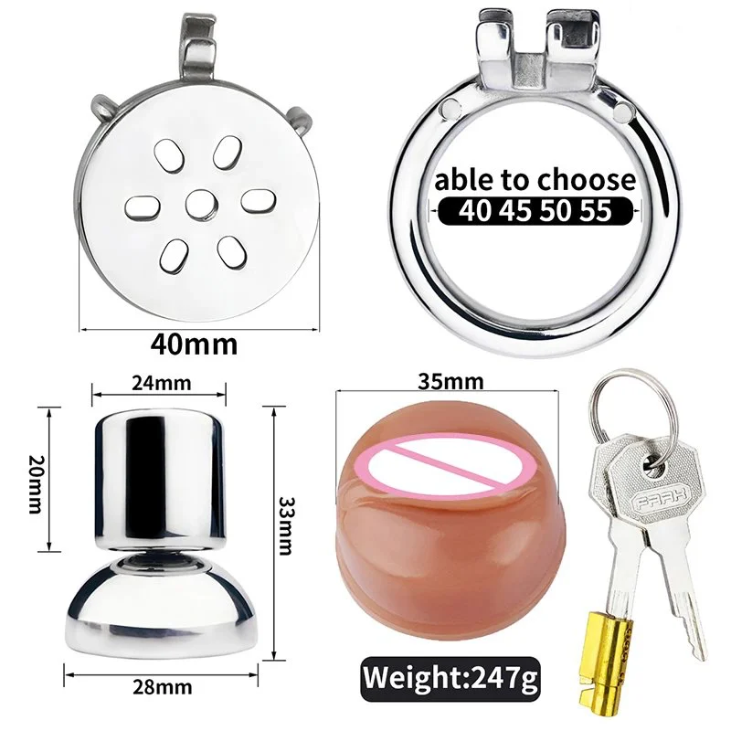 DIY Chastity Novelty Sissy Inverted Chastity Cage CBT Game Stainless Steel Negative Ring Male Invisible Stainless Steel