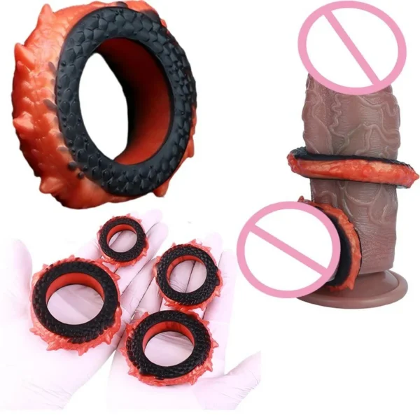 Fantasy Dragon Cock Penis Ring 4 Size Set Masturbators for Men Ejaculation Delay Penis Sex Toys for Couples Adult