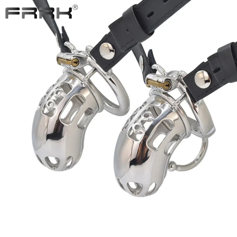 Male Chastity Belt Cock Cage Men Stainless Steel Adult Sex Toys Metal Penis Rings Lock Bondage Device