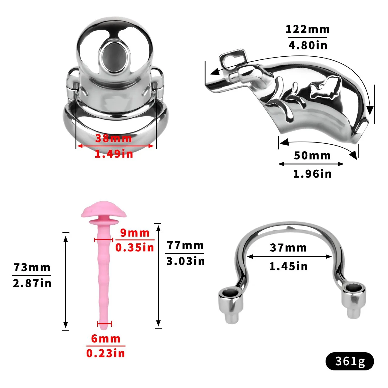 Sissy Male Chastity Cage with Anti-Fall Off Ring Heavy Duty Metal Cock Cage with Silicone Urethral Plug Sex Toys for Men