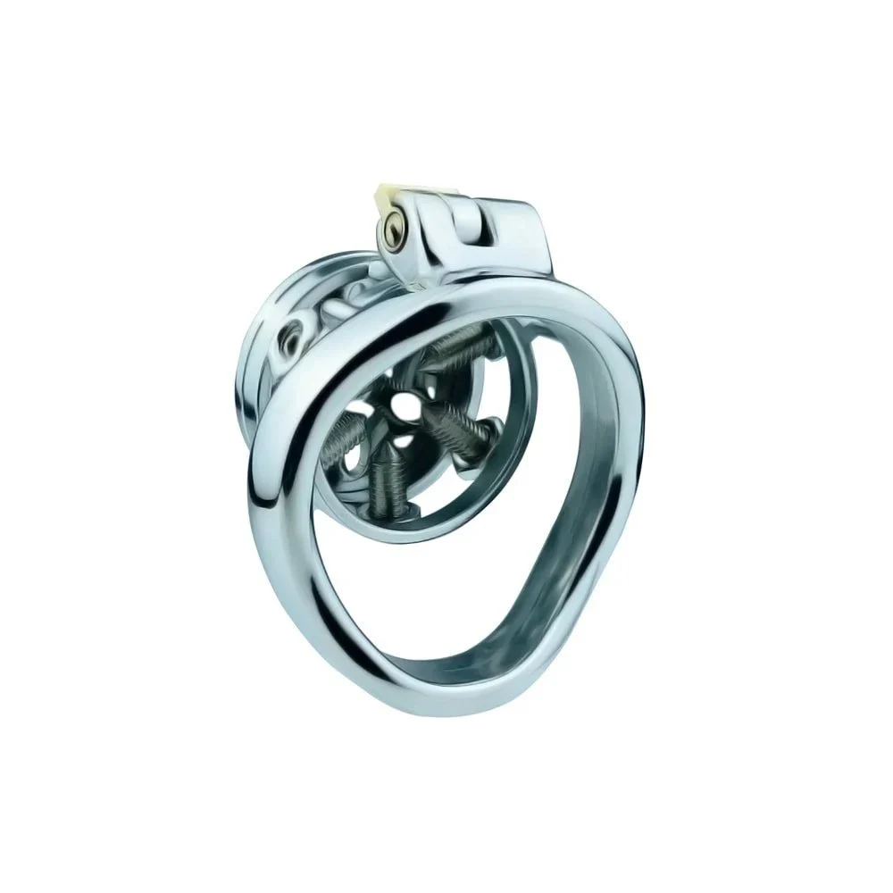 Metal Stainless Steel Arc Ring Rivet Flat Chastity Lock Rivet Stimulation Male Penis Massager Removable Chastity Cage