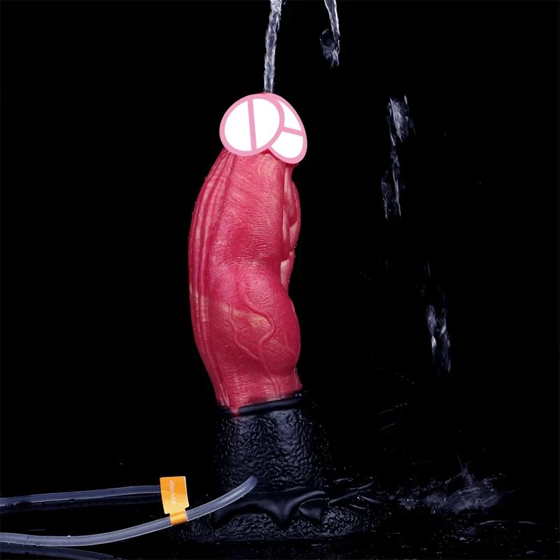 Realistic Fantasy Inflatable Squirting Dildo Made of Liquid Silicone with Suction Cups for Adult Sex Toys