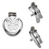 FRRK Stainless Steel Male Penis Cage with Built-in Flat Restraint Chastity Lock Featuring Butterfly-Shaped Catheter Design