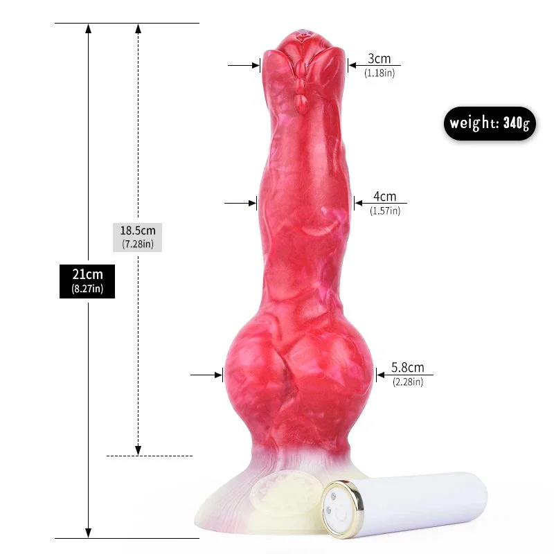 8.26 Inches Vibrating Dildo Silicone Vibrator Penis Strong Stimulation Alien Dildo Dog Vibrating with Big Knot for G Spot