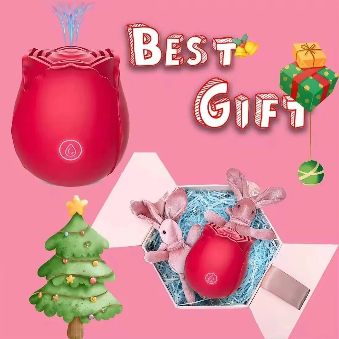 Waterproof Rose Vibrator Rose Toys Nipple Clitoral Sucking Rose Vibrator Sex Toys for Woman