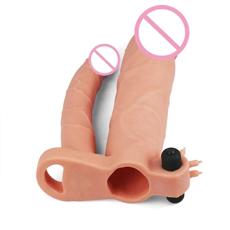 Flesh Waterproof Delay Ejaculation Double-Headed Vibrating Penis Huge Dildo Toy