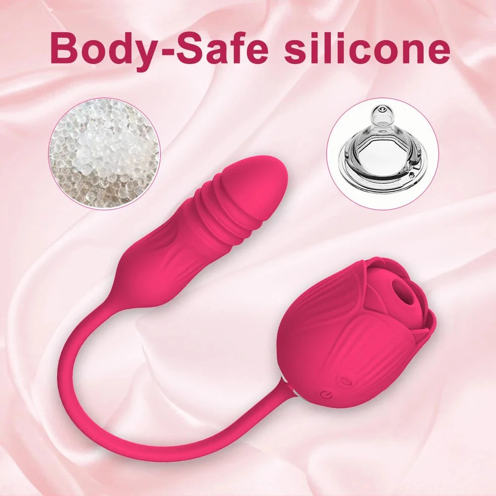 Rose Retractable Sucking Vibrating Jumping Egg Female Masturbation Sex Toys
