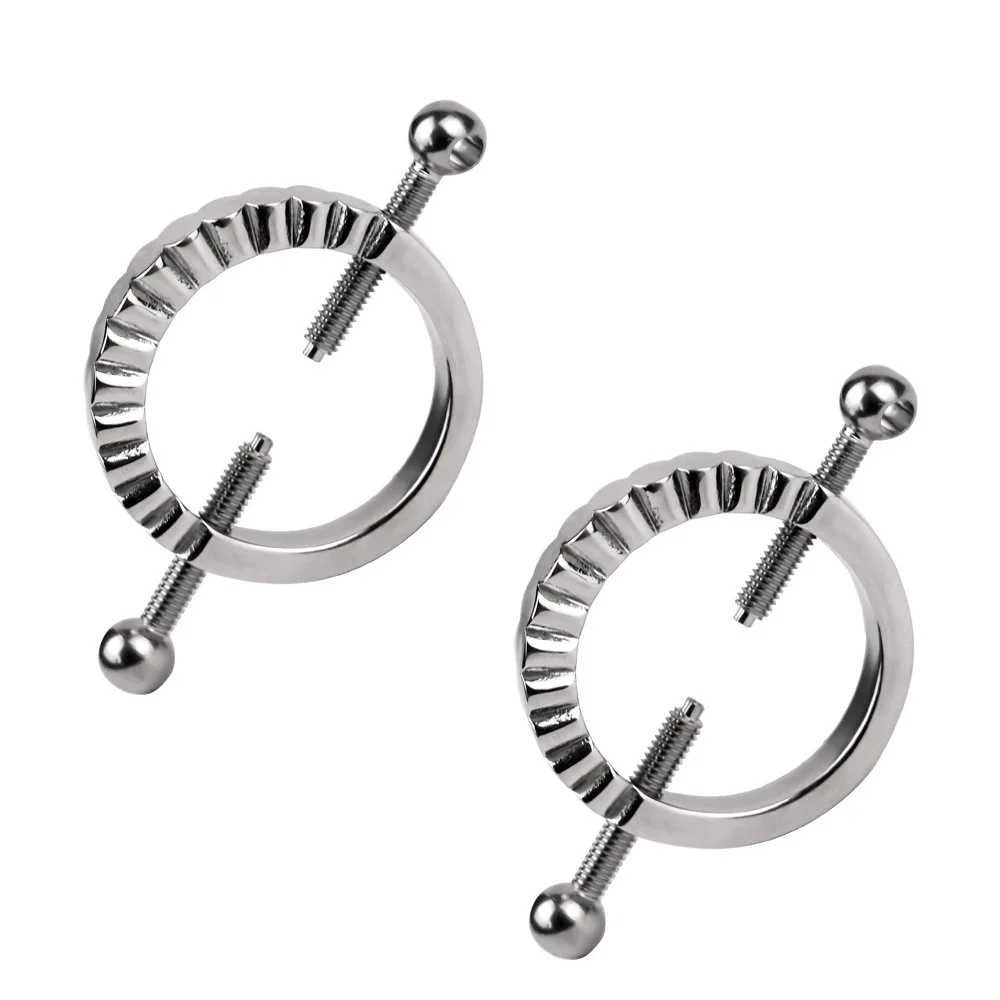 Adjustable Nipple Clamps Metal Breast Clip Heavy Nipple Stimulator Women Beginner Breast Sex Toys with Leather Pearl Chain