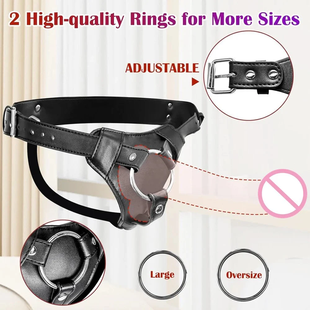 Adjustable Waist Thigh Soft Leather Belt Strap on Dildo Harness Metal O-Rings Adult Sex Toys for Women Men