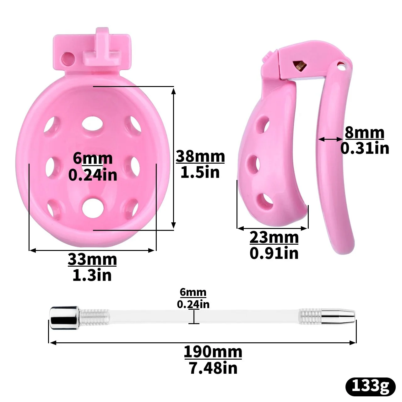 Male Resin Bondage Penis Chastity Cage with Conduit for Bdsm Male Sex Toys Three Colors Four Sizes to Choose From