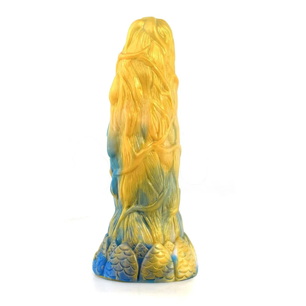 Golden Color Lifelike Dragon Sex Toys Vagina Clitoris Stimulation Anal Plug Odd Rubber Penis for Gay Erotic Games