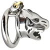 Leopard Shaped Stainless Steel Male Chastity Cage Metal Cock Ring Frrk Penis Cage with 40 45 45mm Cock Ring Sex Toys for Men