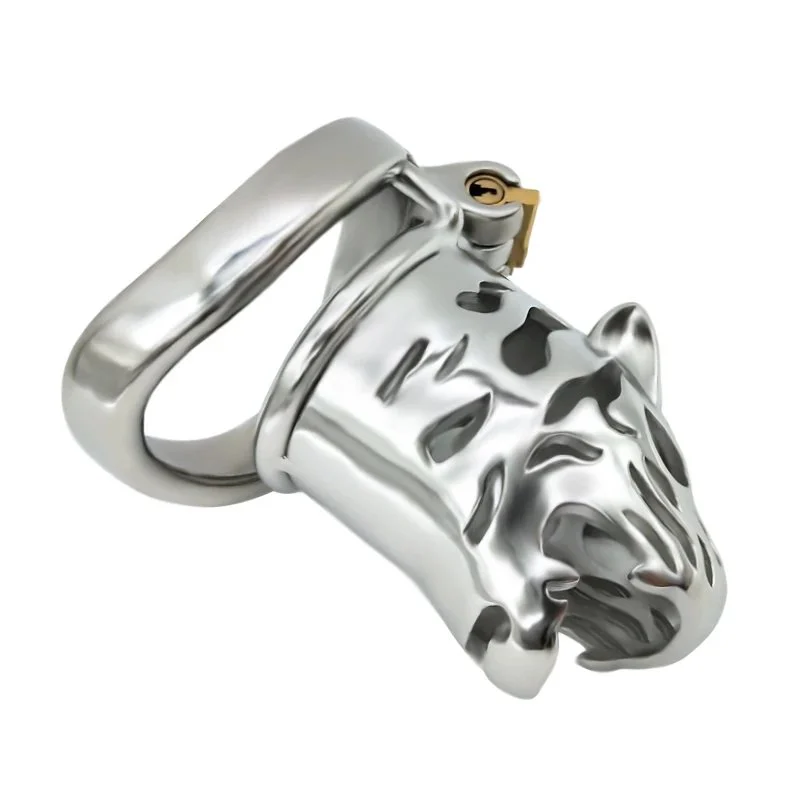 Stainless Tiger Head Cock Cages Extended Style Delay Ejaculation Cock Cage With Penis Ring Fetish Sex Product for Men