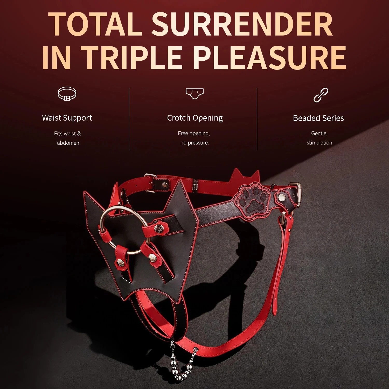Phallic Support Bearer Pants with Cat Paw Harness, Premium Microfiber Leather Strap-On Cock Ring for 18+ Sex Toys