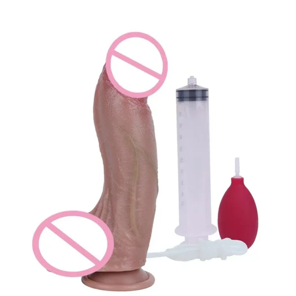 8.97 Inch Dual-Layer Realistic Feel Wearable Water Spray Simulation Device with Suction Cup for Adults Suction Cup for Couples