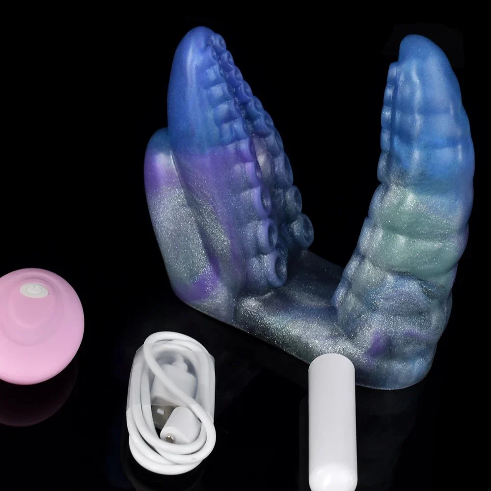 Silicone Hollow Octopus Suction Cups Vibrating Finger Set G Point Female Massage Masturbator Vibrating Set Adult Sex Toys