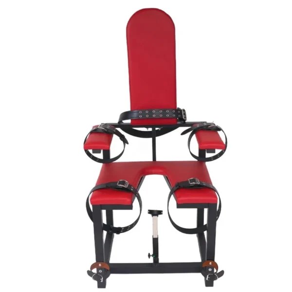 Adult Leather Bondage Chair with Leg and Hand Cuffs