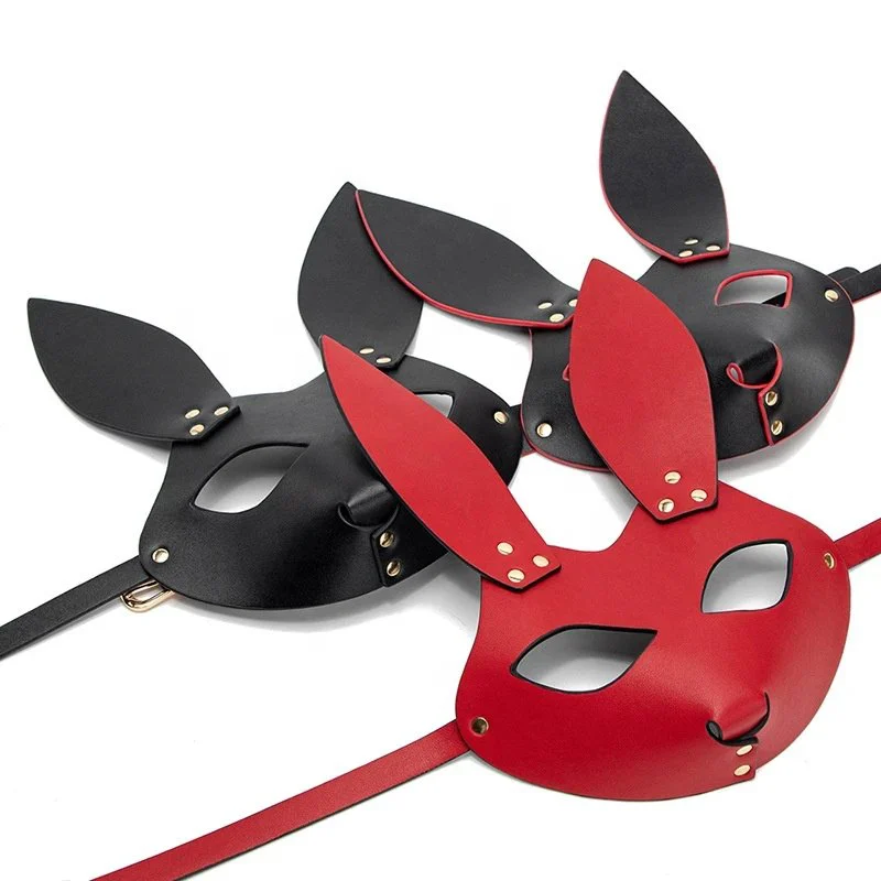 Adult Party Cosplay Role Game Rabbit Shape Leather Harness Bondage BDSM Bunny Mask