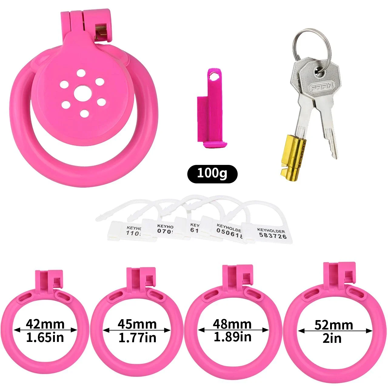 pink Cock Cage Flat Chastity Cage Super Small Penis Ring Sissy Chastity Cage Locked in Male Chastity Device with 4 Ring