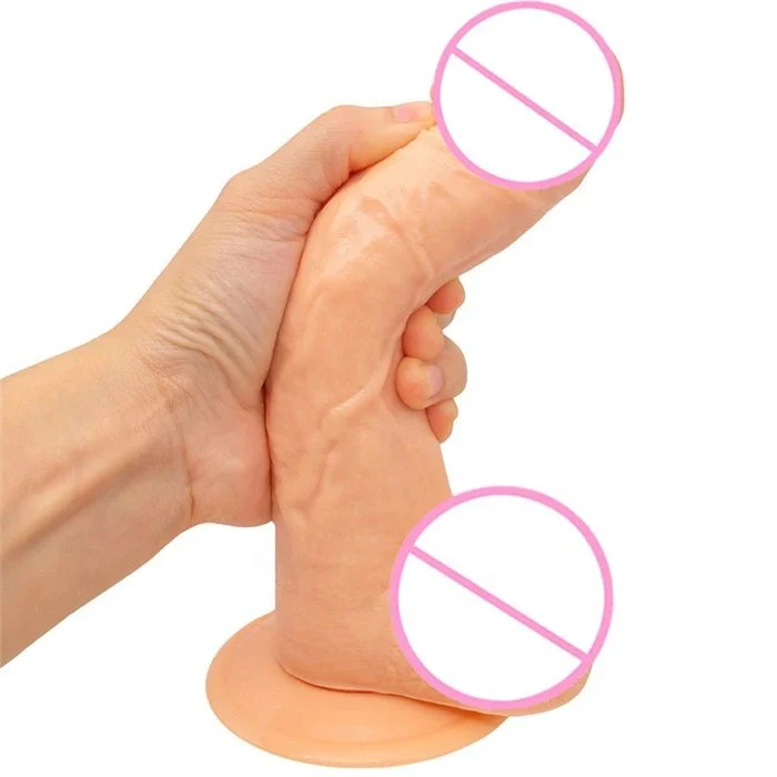 8 Inch Cross-Border Male Masturbation Toys Gay Sex Artificial Dildos Dong Soft Silicone PVC Material Huge Dildo Features