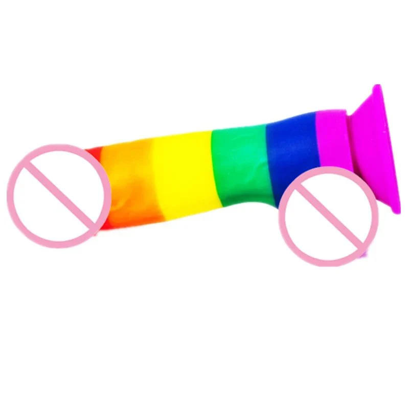 Realistic Huge Rainbow Dildo With Suction Cup Faked Penis Sex Toy for Woman Erotic Adult Game
