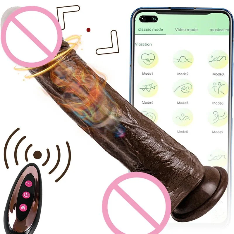 Realistic Silicone 10 Modes Telescopic Heated Remote APP Control Dildo Vibrator Sex Toys for Women