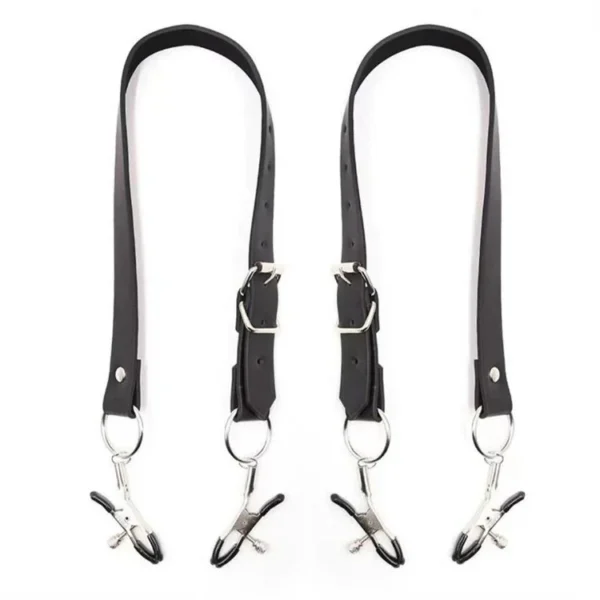 Bondage Women Wrap Around Thigh Spread Vagina Labia Spreader Straps With Clamps Clitoris Clips