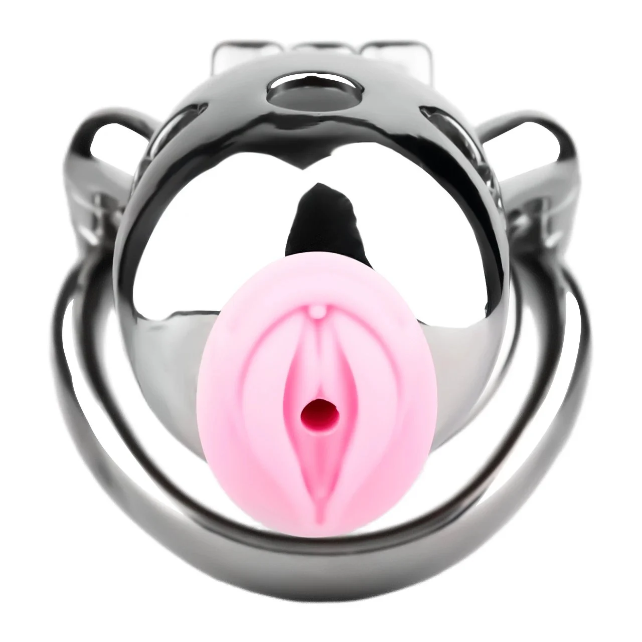 Sissy Male Chastity Cage with Anti-Fall Off Ring Heavy Duty Metal Cock Cage with Silicone Urethral Plug Sex Toys for Men