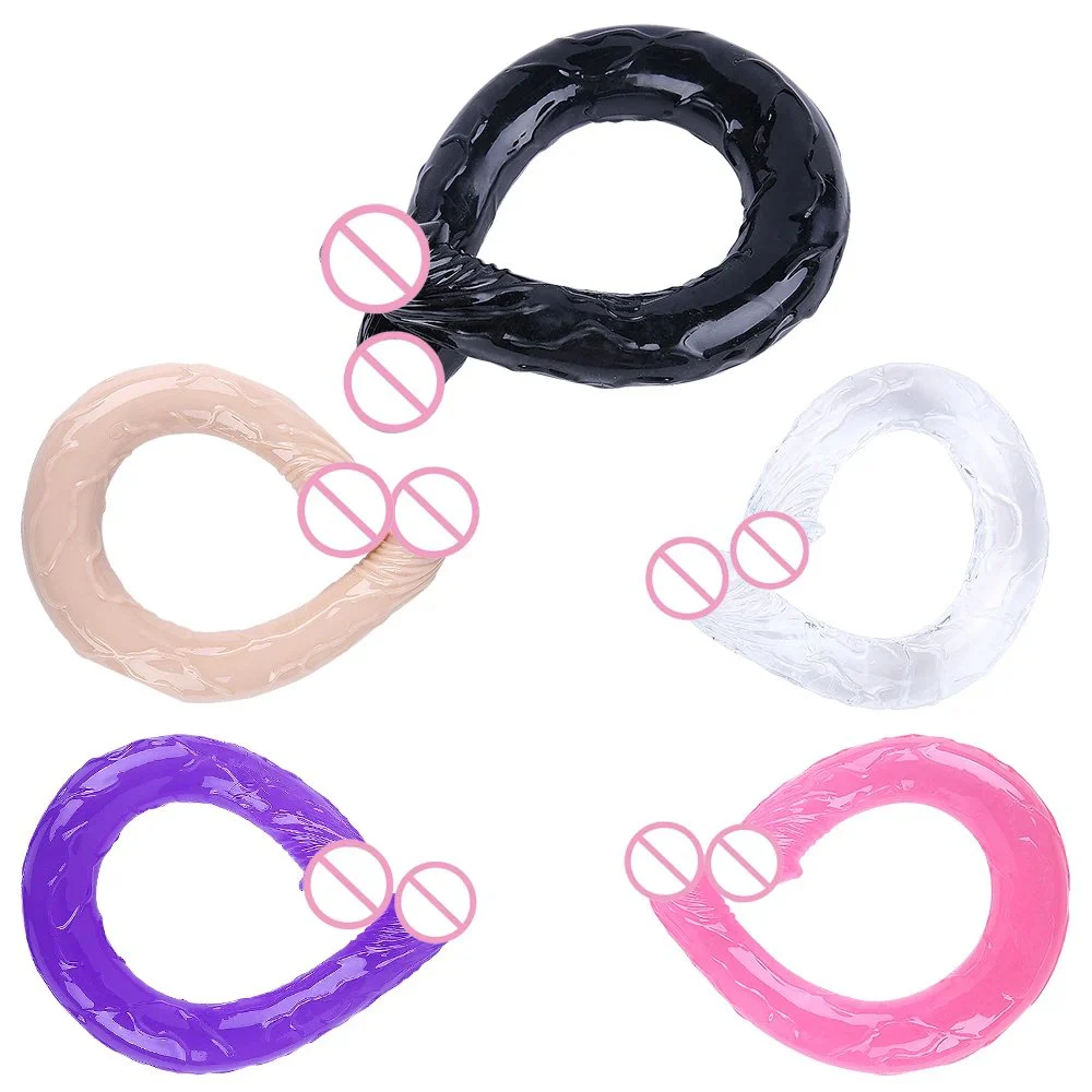 High Transparent TPE Simulation Double Head U-Shaped Dildo Soft Adult Sex Toy Direct for Lesbian Masturbation Glass
