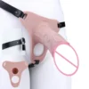 Hollow Silicone Dildo Strap on Reusable Penis Pump Sleeve Cock Extender Adult Male Sex Toys Enlarger for Men Couple