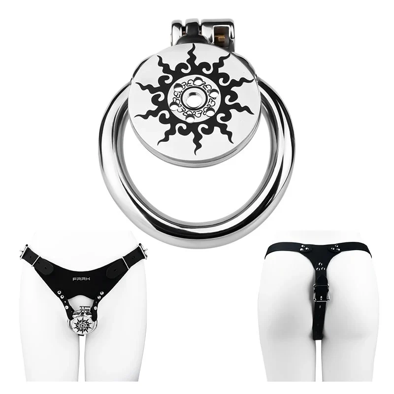 Stainless Steel Flat Cock Cage Chastity Cage Device with Catheter Flat Device Sex Toys for Men Cross-Dressing Penis Restraint