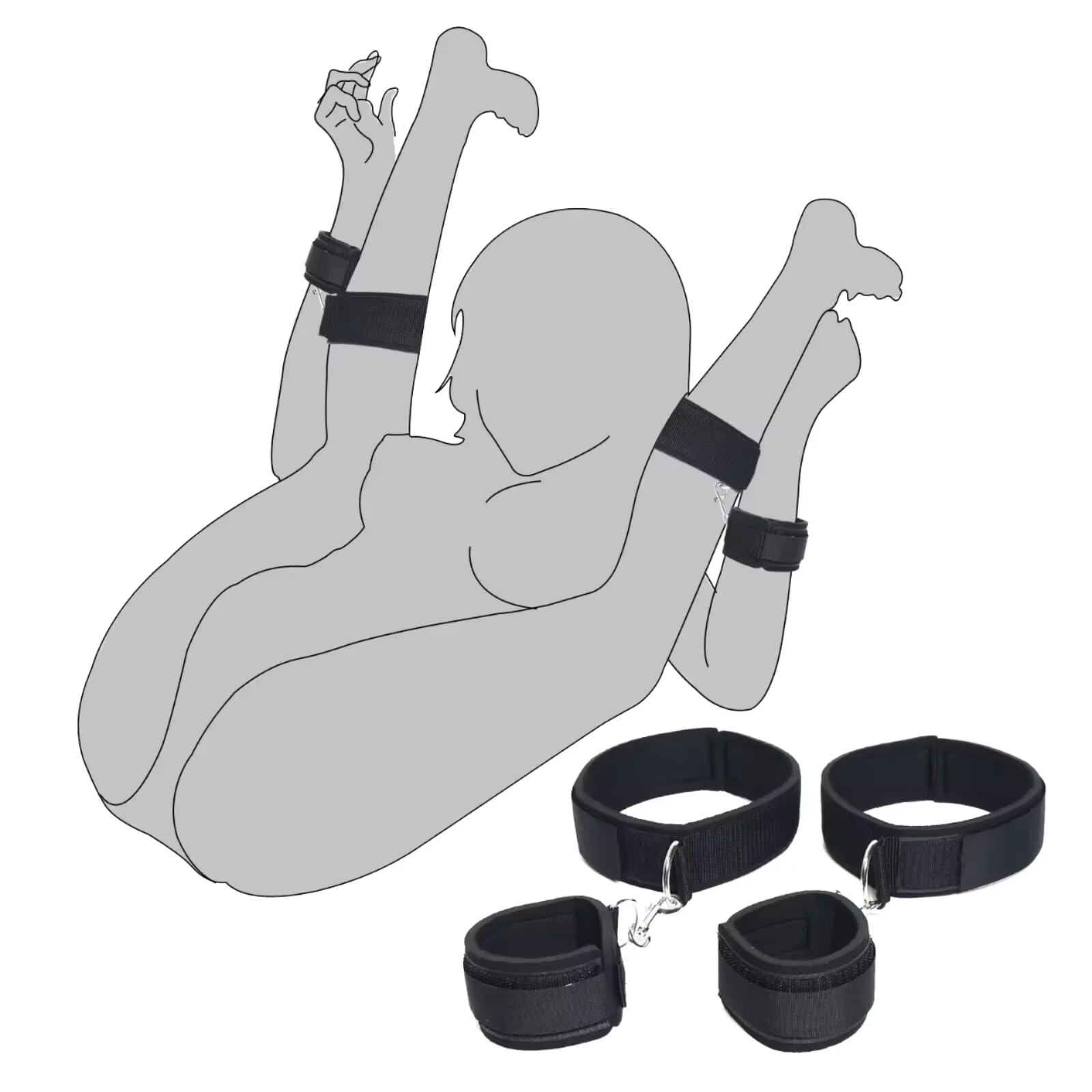 Sex Toys Bondage Set for Couple Hand and Legs Cuff Bondage Wrist to Thigh Restraint