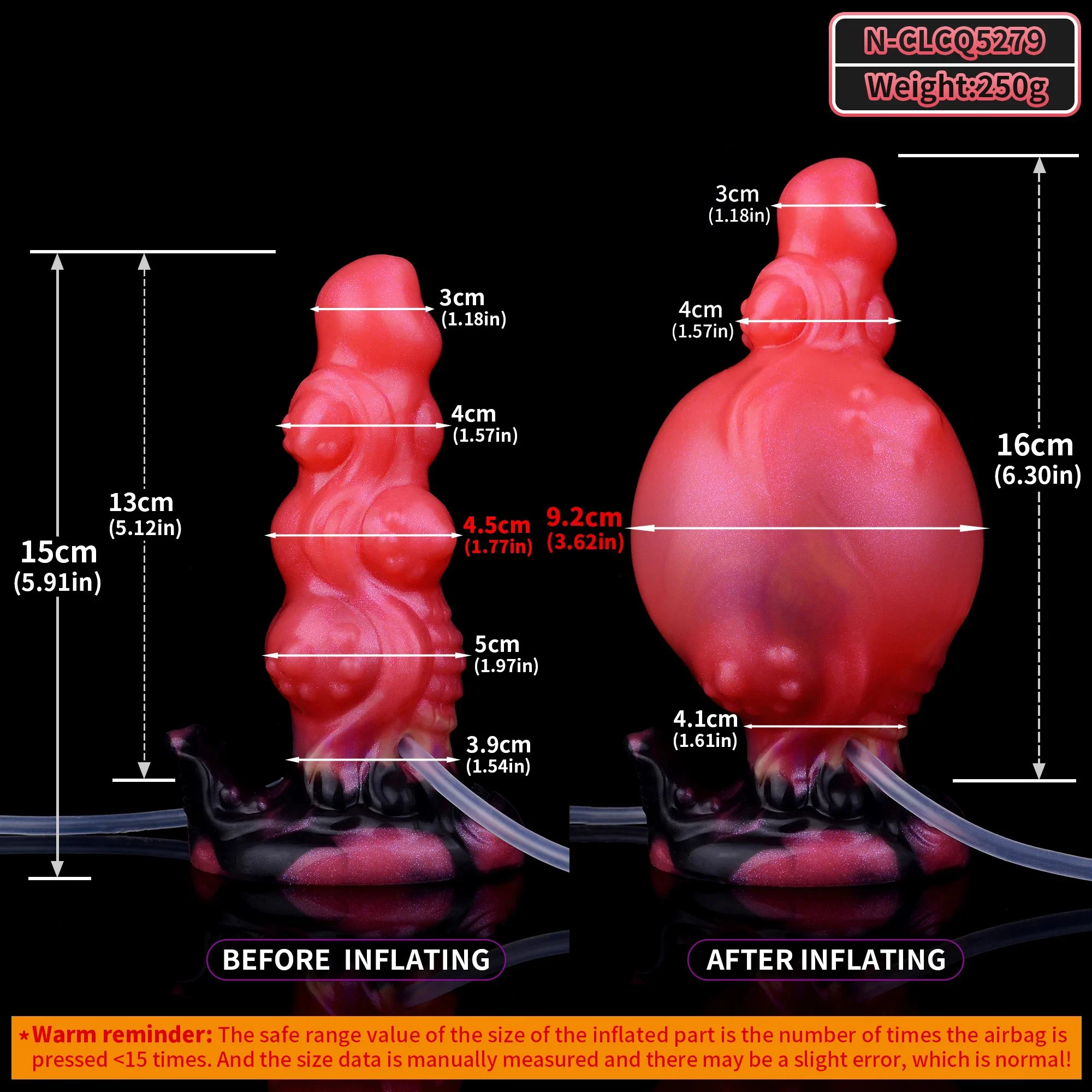 Safety Silicone Material Inflatable Squirting Anal Plug Stimulating Anal Plug Suitable for Women and Men