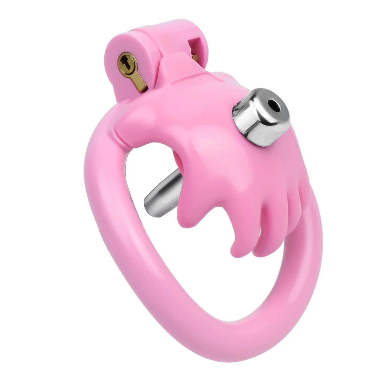 Sissy Pink Palm Chastity Cage with Urethral Catheter Strap on Lightweight Cock Cage Penis Bondage Ring BDSM Device for Man
