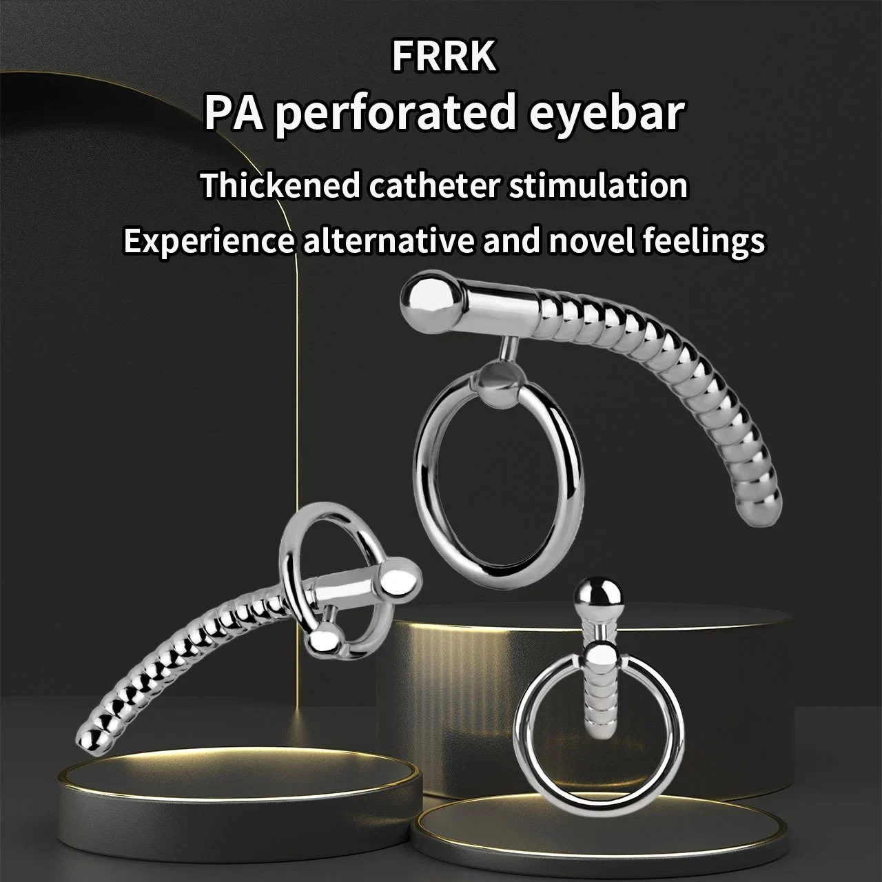 FRRK-254 Male Cock Ring + Penis Ring Design Double Stimulation for Intensified Sensation Metal Penis Restraint Device