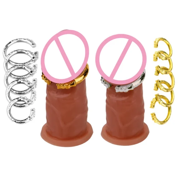 Stainless Steel Gold and Sliver Cock Ring Delay Ejaculation SM Erection Enhancing Stronger Sex Toy for Man