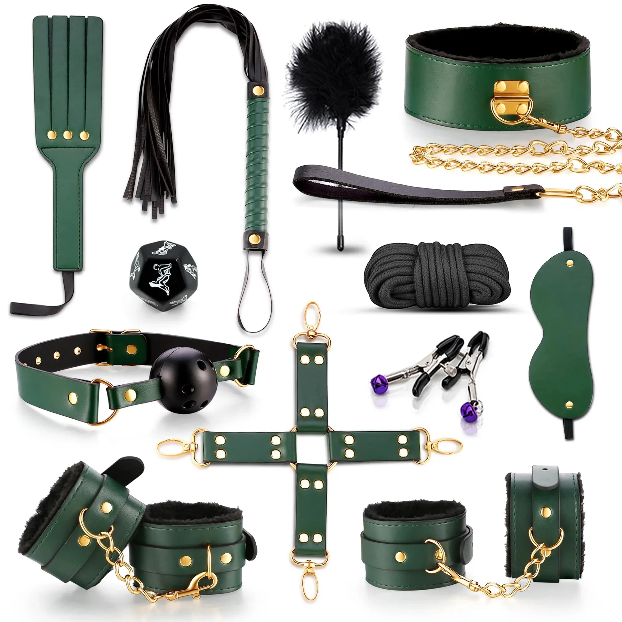 12PCS Adjustable Handcuffs Collar Ankle Cuff Blindfold Sex Bondage Kit Restraints Adult Sex Toys for Men Women and Couples