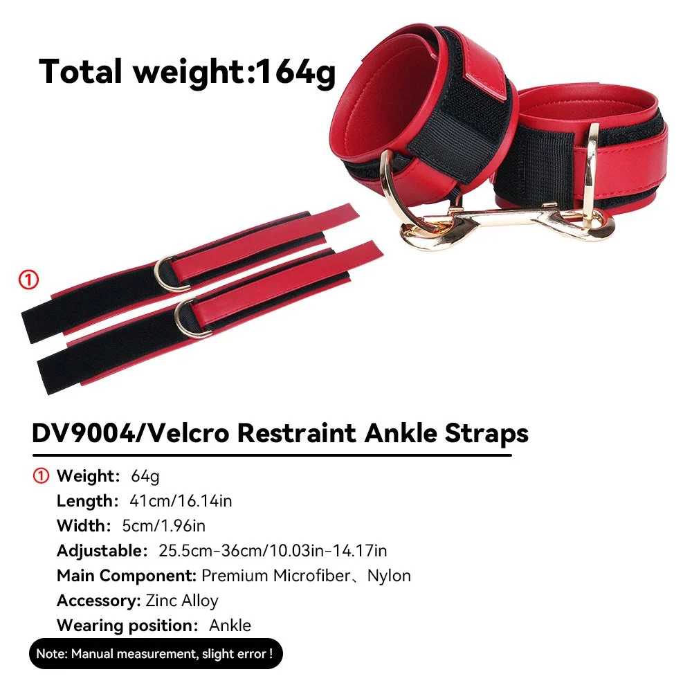 2 Sets of Matching BDSM Handcuffs + Ankle Cuffs Body Restraint Bondage Toys Soft Leather Material Adult Toys