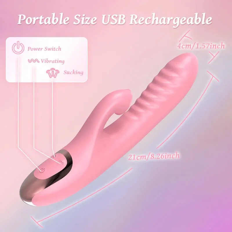 Rechargeable Silicone AV Stick Sex Toy Ocean Wave Vibrator with Sucking G-Spot Feature for Female Erotic Masturbation