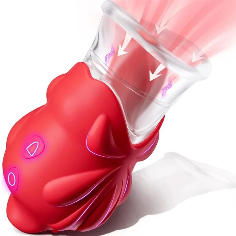 Rose Shape Breast Nipple Tongue Licking Sucking Clitoral Stimulation Vibrator Sex Toy for Women