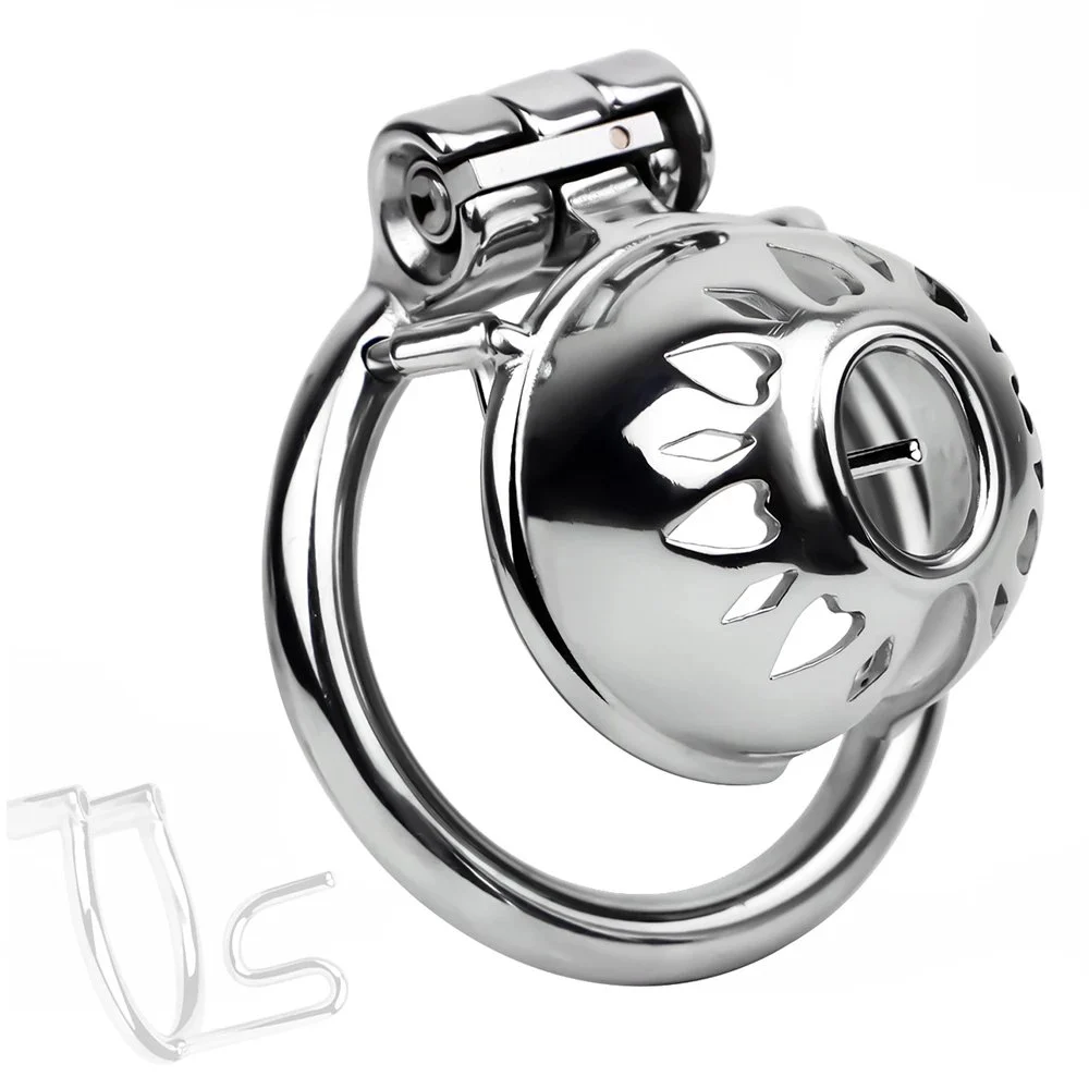 Premium Male Chastity Cage with Stealth Lock 4 Base Rings & 2 PA Ring Options Bird Lock Style for BDSM Bondage Play