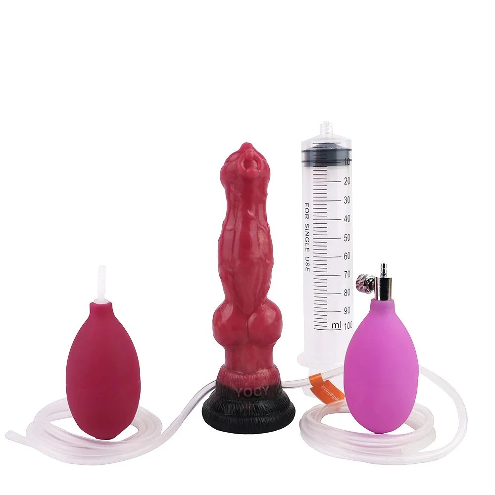 Inflatable Ejaculation Dildo Fantasy Monster Wolf Penis Soft Silicone Female Masturbator Adult Fun Sex Toys